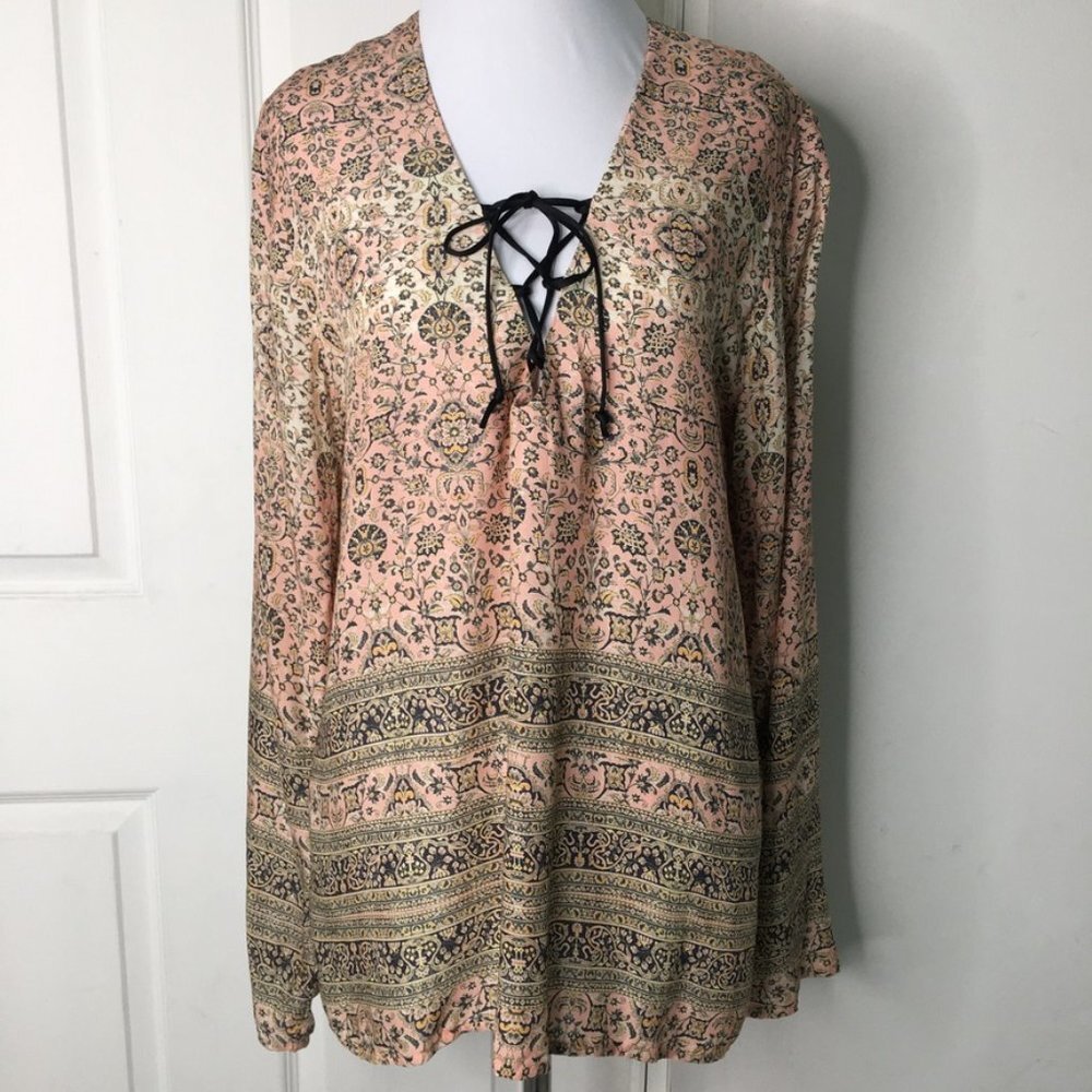 Two Arrows V Neck Blouse Long Sleeve Size Medium